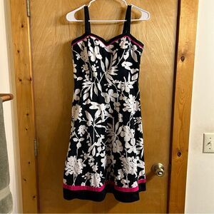Mid length women’s dress from R&K originals black with white flowers size 8